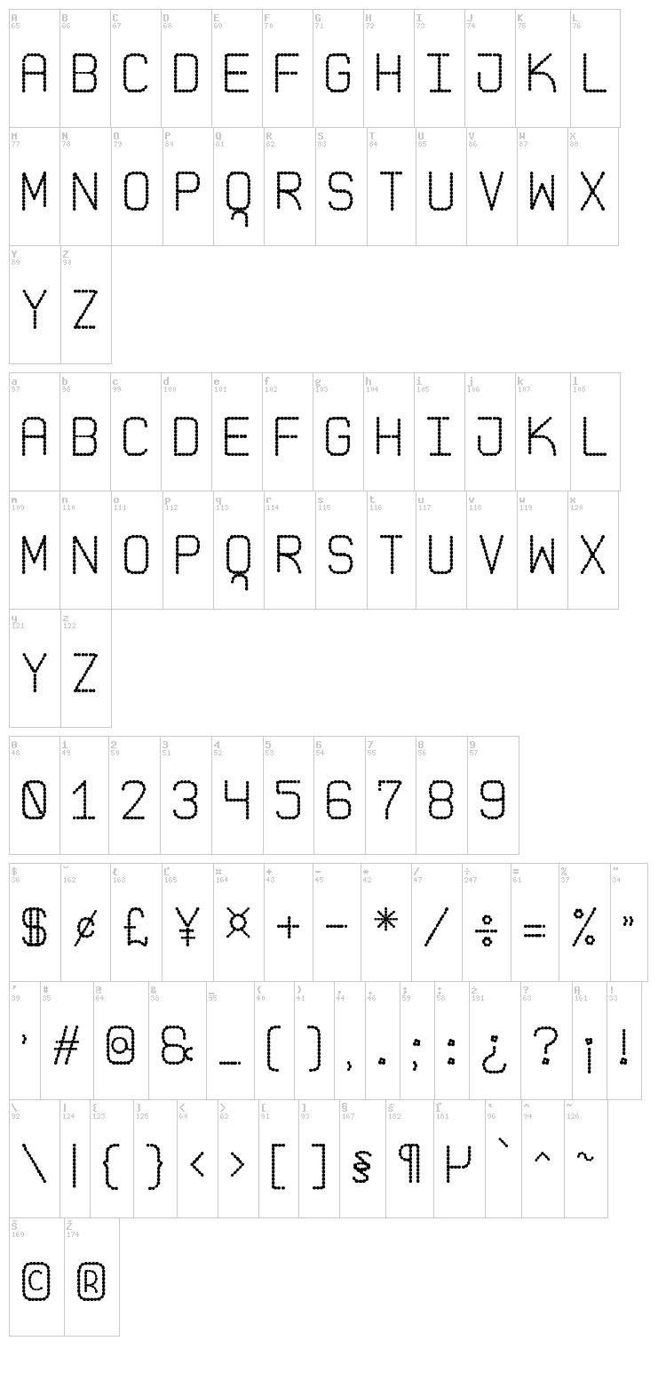 Pointed Laid St font map